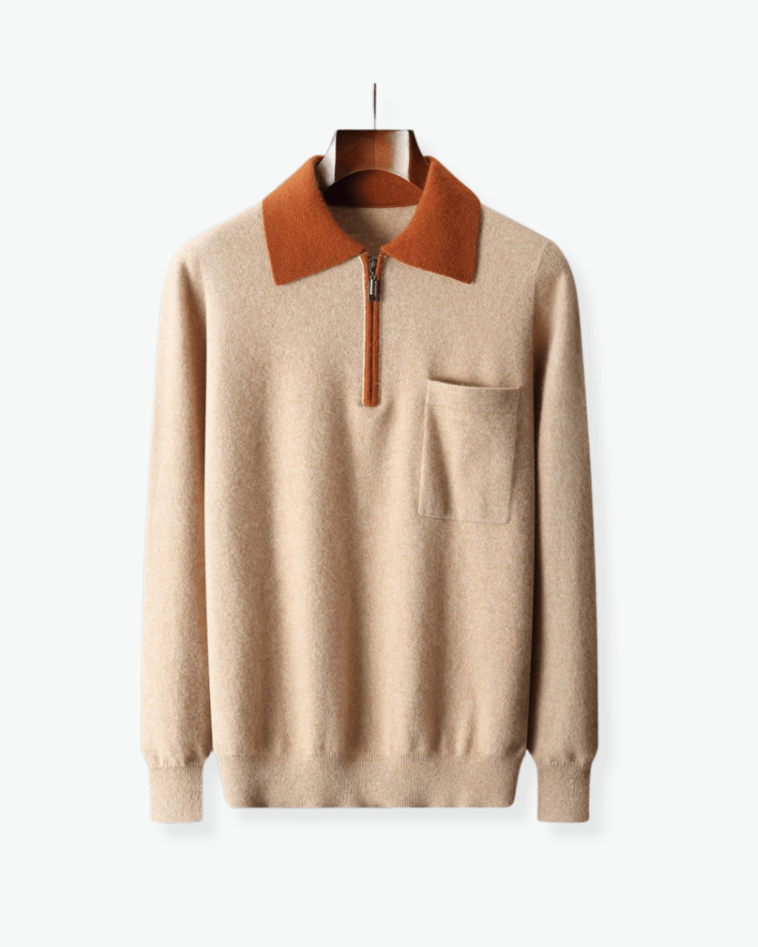 100% Cashmere Polo Zip Up