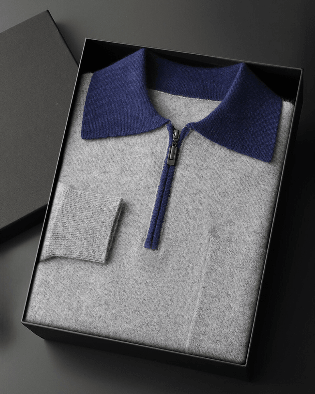 100% Cashmere Polo Zip Up