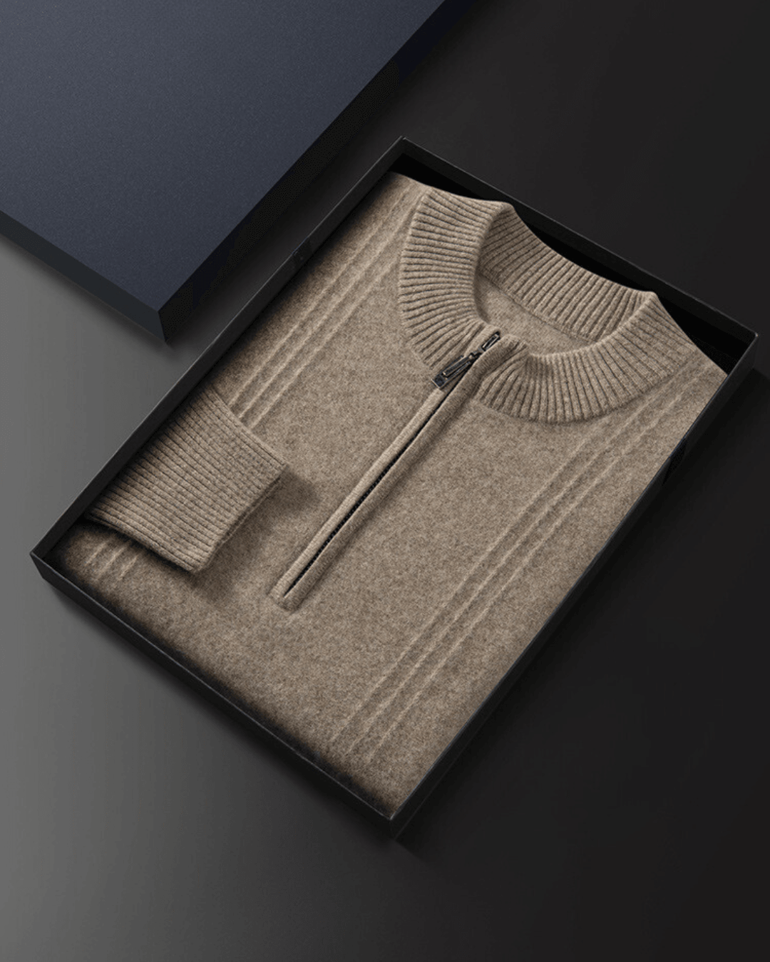 100% Cashmere Ribbed Half Zip