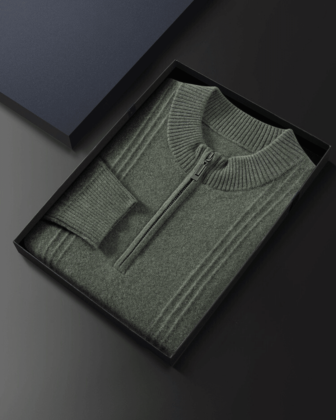 100% Cashmere Ribbed Half Zip